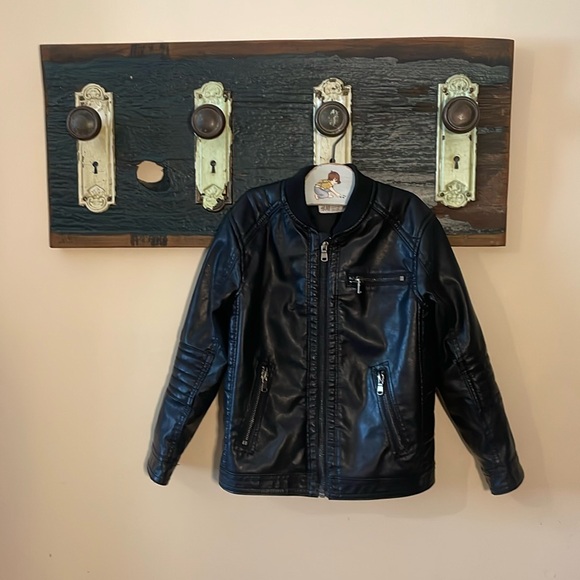 H&M Black Faux Leather Moto Jacket Size 5-6 Years - Picture 2 of 15